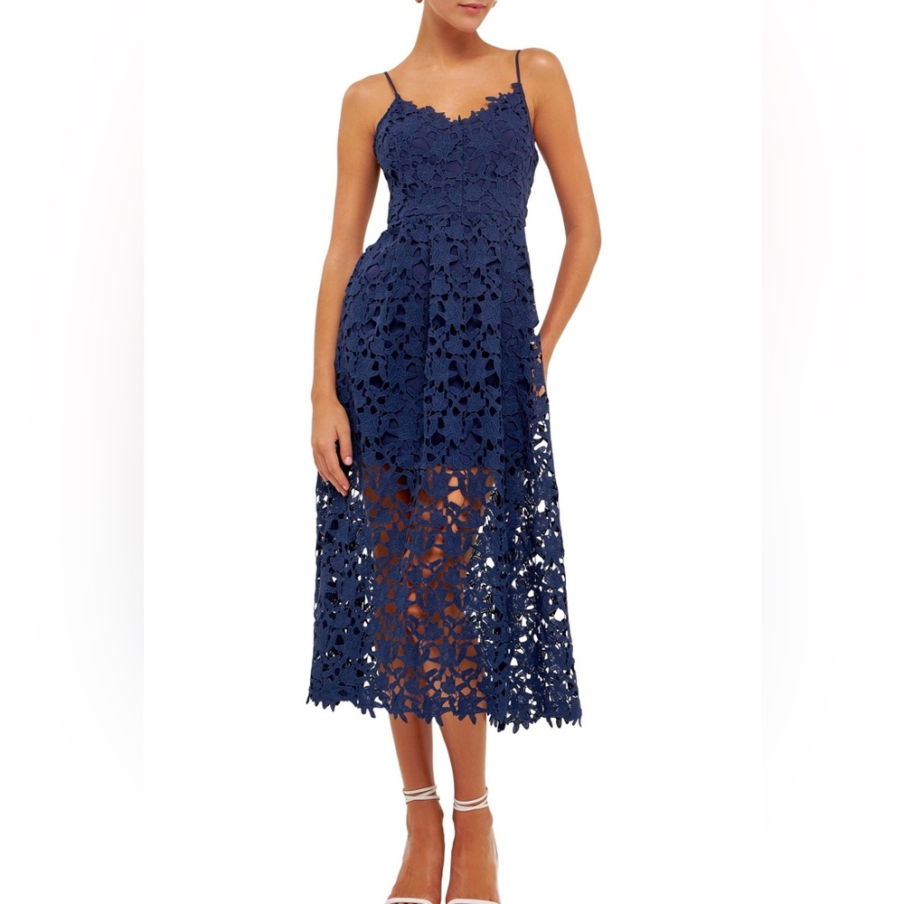 Endless Rose Lace Spaghetti Strap Midi Dress. Size XS